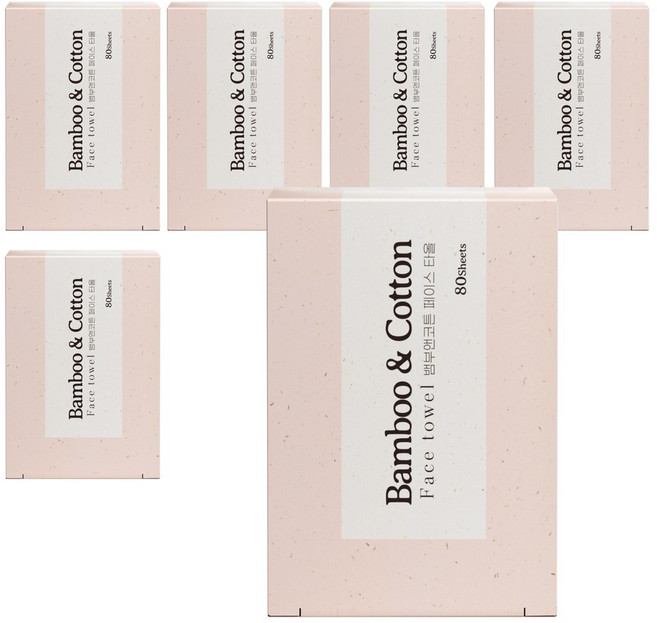 휴홈 일회용 수건대용 뱀부앤코튼 페이스타올 미세플라스틱 없는, 6개, 80개입