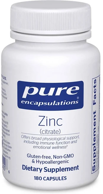 Pure Encapsulations 퓨어인캡슐레이션 아연 30mg 180캡슐, 180캡슐 2개, 180정 - 쿠팡