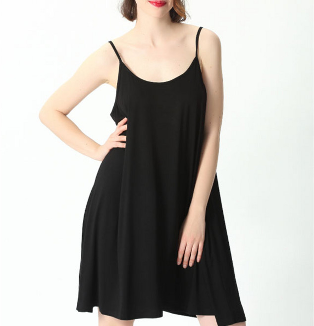 마더라이크 빅사이즈 여성 끈 슬립원피스 잠옷 홈웨어 나시 8956 2XL~ 7XL까지 대나무 섬유 미디길이