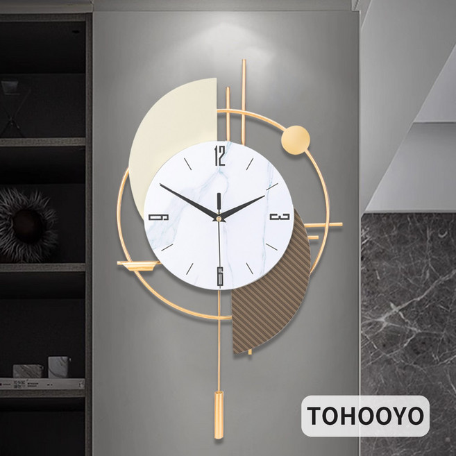 기하학 콜라주 아트 벽시계 마블 패턴 다이얼 무소음 메탈 프레임 모던 인테리어 포인트 기하학 콜라주 아트 벽시계 무소음 마블 다이얼 메탈 프레임 모던 인테리어 집들이선물, Golden