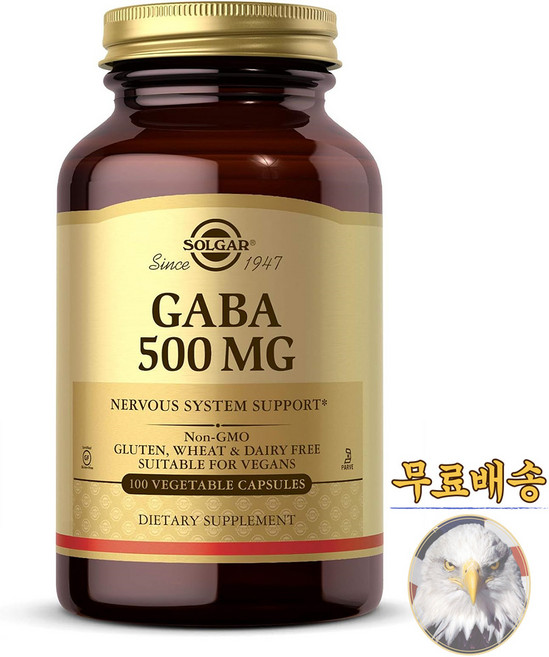 미국산 솔가 가바 GABA 500mg 100베지캡슐 감마 아미노뷰티르산 Solgar Gamma Aminobutyric Acid 선물증정, 1개, 100정