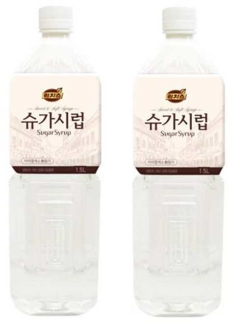 카페재료 설탕시럽 /시럽/대용량/커피/업소용/라떼/맛있는/까페/바리스타용/부드러운/커피숍/카페, 1.5L, 2개