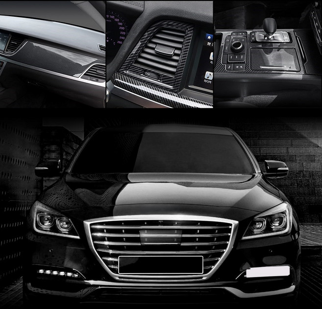 카스타 호환 G80 DH 스포츠 실내 카본 몰딩 튜닝 용품, 06.도어프레임 4P 유광카본