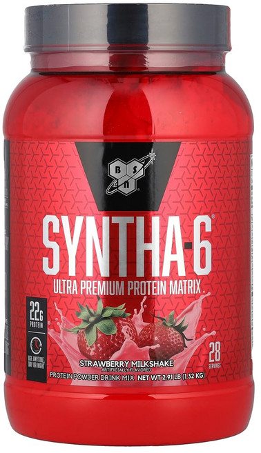 BSN Syntha-6 울트라 프리미엄 프로틴 매트릭스 딸기 밀크셰이크 1.32kg(2.91lbs), 1개, 1.32kg