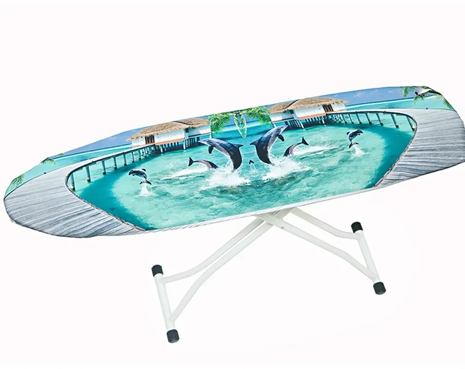 테이블 상판 다림질 보드 커버 상판용 녹색 줄무늬 열 반사 매트 내구성이 뛰어난 보호, Dolphin