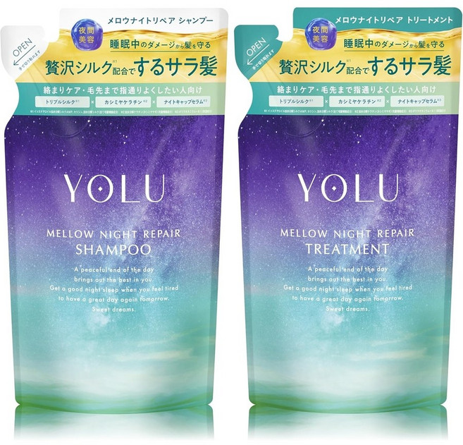 요루 멜로우 나이트 리페어 샴푸 트리트먼트 리필 세트 370ml+370ml 자스민 피그리프향