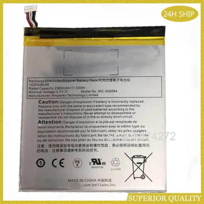 2980mAh MC- 308594 / MC 308594 / MC Amazon Kindle Fire 7 5세대 SV98LN 배터리용 교체용 배터리, 1개