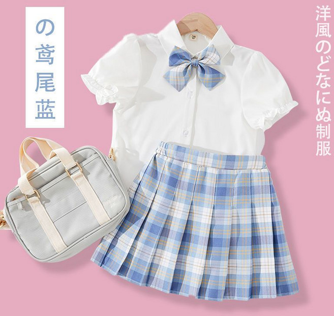 女童JK制服 學院風襯衫格子百褶裙套裝