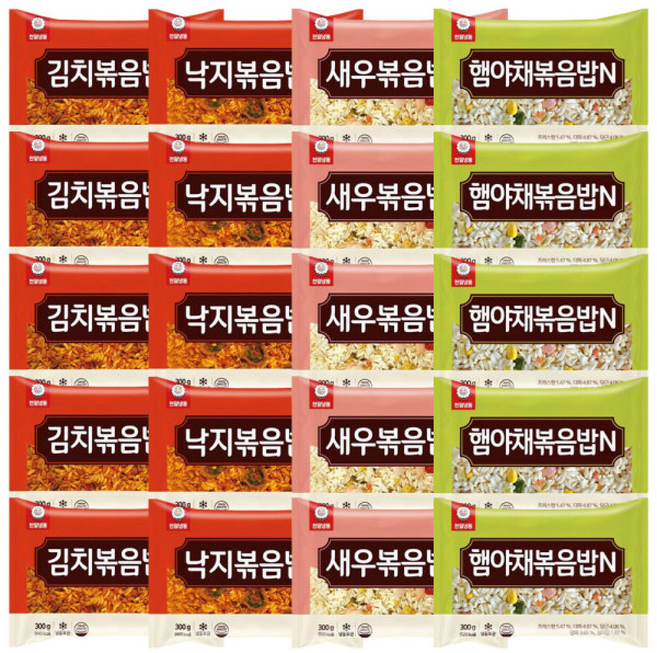 천일 볶음밥 씩 총 (김치 + 낙지 + 새우 + 햄야채), 20개, 300g