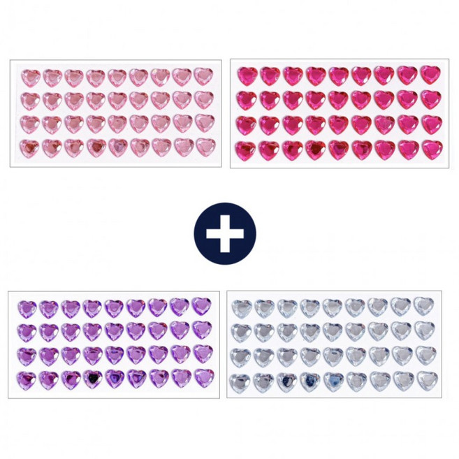 144PCS 4컬러 세트 다이아몬드 하트 스티커, 1세트, 혼합(S27019) 4장 144PCS