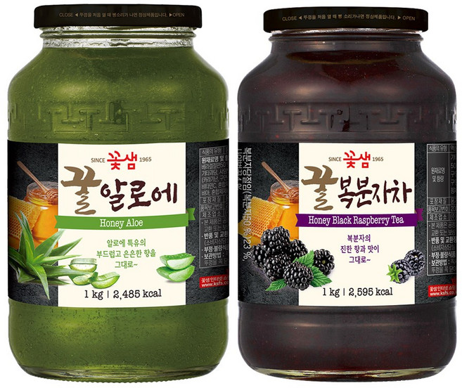 꽃샘 꿀알로에차 +꿀복분자차 (액상차), 1개, 2개입, 1kg