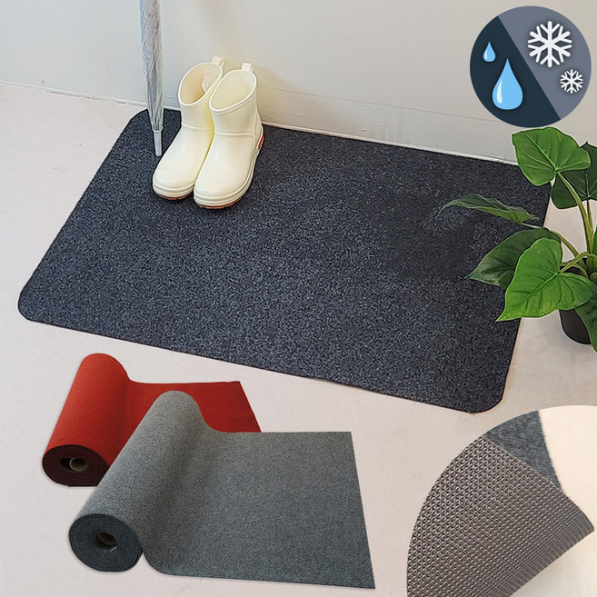 레인매트 얇은 빗물 흡수매트 비오는날 국산 다용도 현관매트(S M L) 큰사이즈 주문 가능, 차콜, 90x60cm(라운드사각 S), 1개