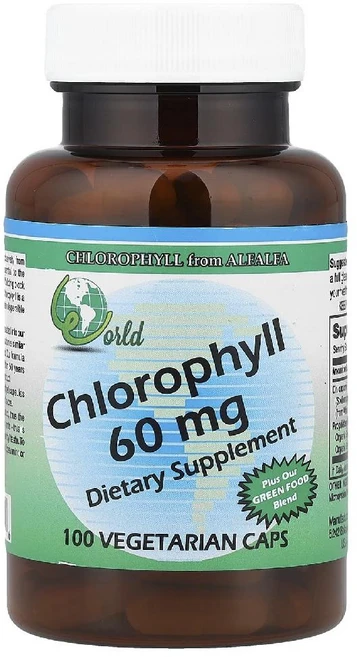 월드오가닉 엽록소 60mg 100 캡슐, 1개, 100정 - 쿠팡
