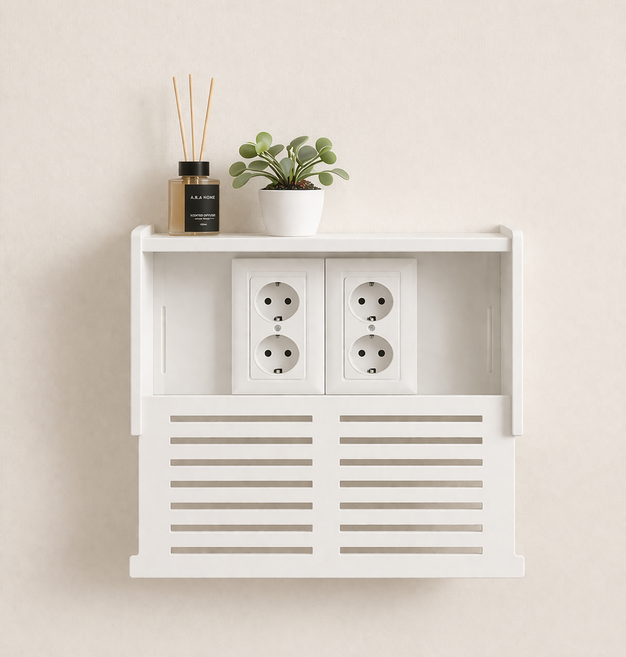 집템 무타공 벽 콘센트 공유기 가리개 정리함, 1개