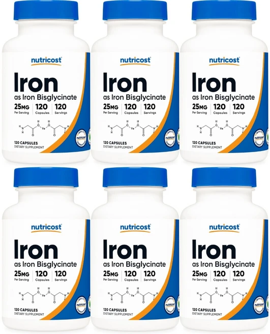 뉴트리코스트 아이언 철분 25mg, 6개, 120정 - 쿠팡