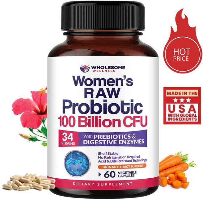 여성 프리미엄 생유산균 60캡슐 1개월분 1000억 CFU 34종 복합체 + 프리바이오틱스 방광 요로 건강 케어, 3개, 60정