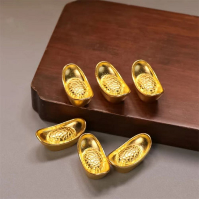 복돼지 미니금원보 풍수소품 재물복 장식품 10개 복주머니증정, 골드