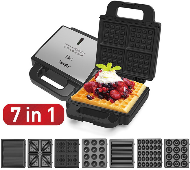 In 와플 메이커 전기 샌드위치 기계 조리기구 케이크 아침 식사 냄비 베이킹 Sonifer, 1.SF6144 - EU