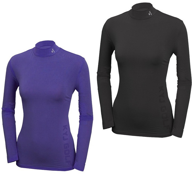 1+1 김영주골프 여성 여름 반목 긴팔 포인트 반폴라 티셔츠 아웃도어 스판 등산 티셔츠 9903