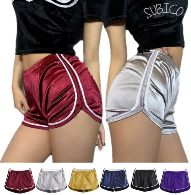 바디프로필 의상 3부 스판 광택 돌핀팬츠 섹시트레이닝 숏 핫팬츠 폴댄스 하의 요가복 필라테스복