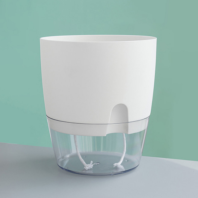 자동급수 저면관수 화분 대형 플라스틱 화분 원형, 화이트, 1개