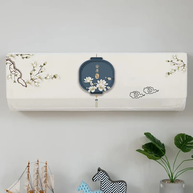 패션 프린트 에어컨 커버 원단 보호 케이스 방진 걸이식 에어컨 전신 패키지 홈 데코, 3) 01 - 1.5-2P