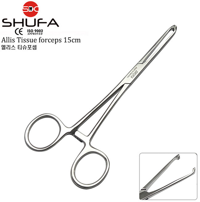 슈파 엘리스 티슈포셉 15cm 19cm 23cm (5x6teeth Allis Tissue forceps), 1개