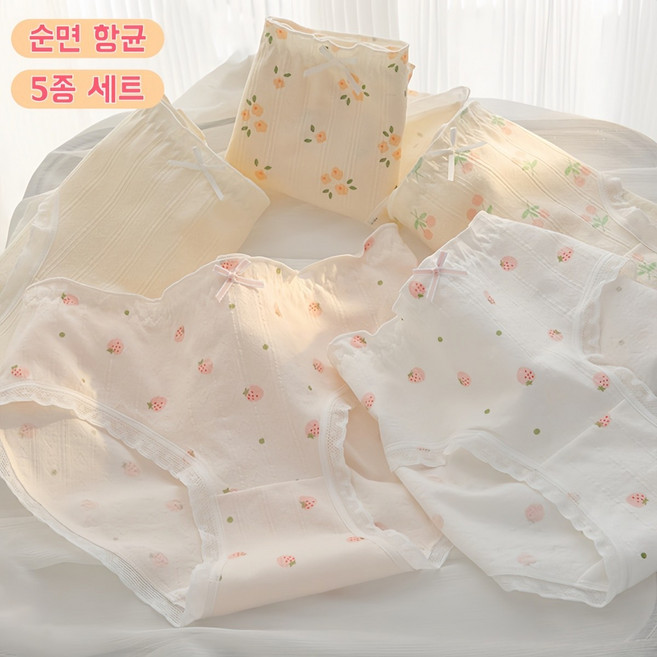 라나즈초이스 순면 여성 귀여운 팬티 속옷 세트 5종