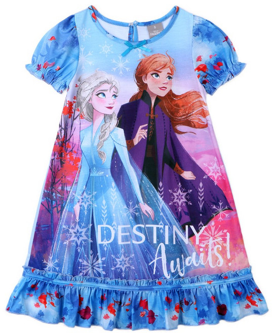 디즈니 공주 원피스 드레스 아동 여아 유아 잠옷 세트 파자마 파티 실내복 겨울왕국2 블루 반팔
