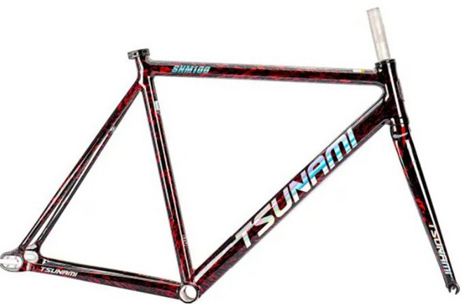 쓰나미픽시 프레임셋 SNM100 TSUNAMI 알루미늄 프레임(포크+헤드셋+스타너트+싯클램프포함), 1개, 불꽃레드