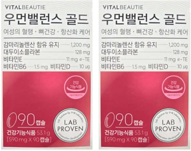 바이탈뷰티 우먼밸런스 골드 590mgx90캡슐 2개, 90정 - 쿠팡