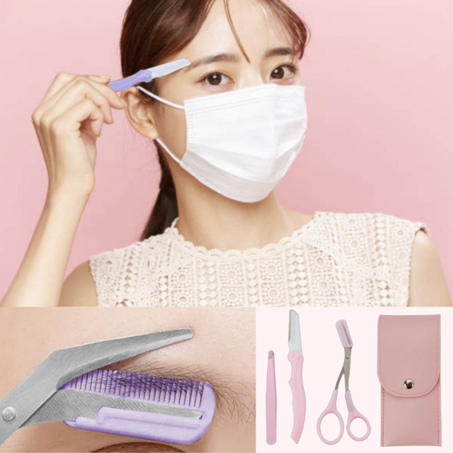 데이모노 셀프 눈썹 정리 4종 세트, 1세트, 핑크