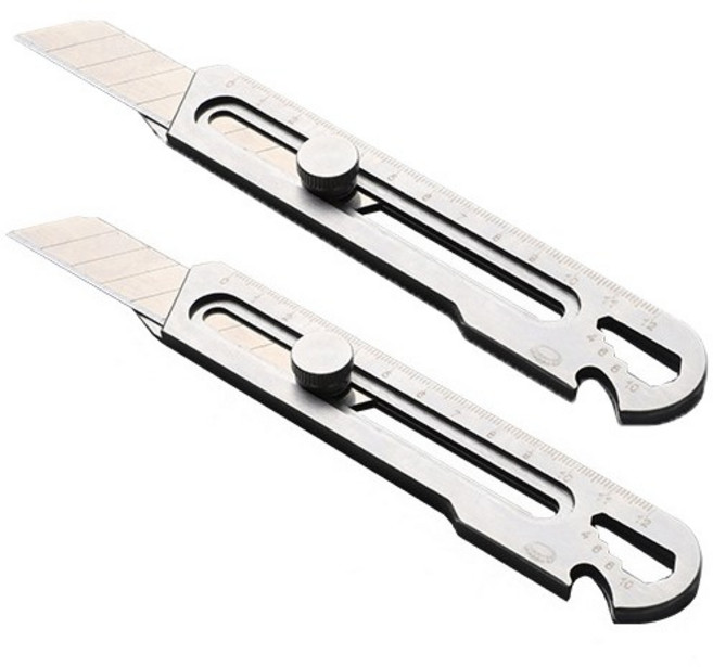 두리앤고 현장용 작업용 통바디 스테인리스 커터칼 18mm, 2개, 실버