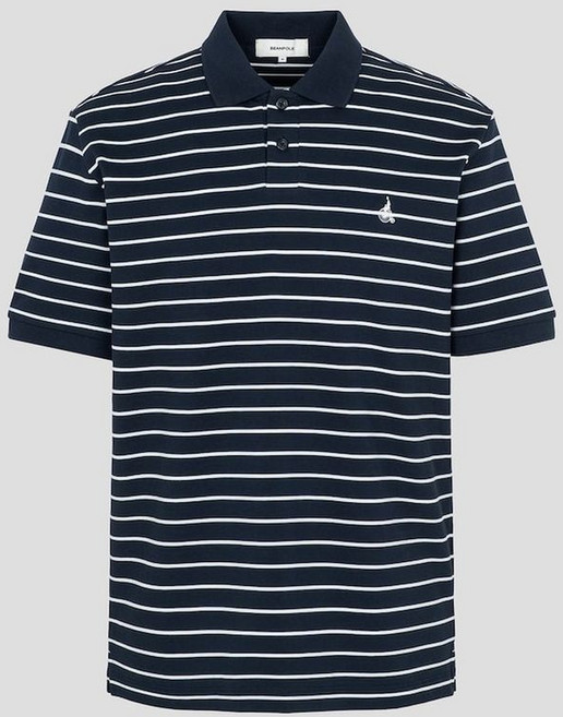 9위 - 매장정품 빈폴 BEANPOLE MEN 1도 스트라이프 클래식 칼라넥 티셔츠 네이비 BC6442C73R 277