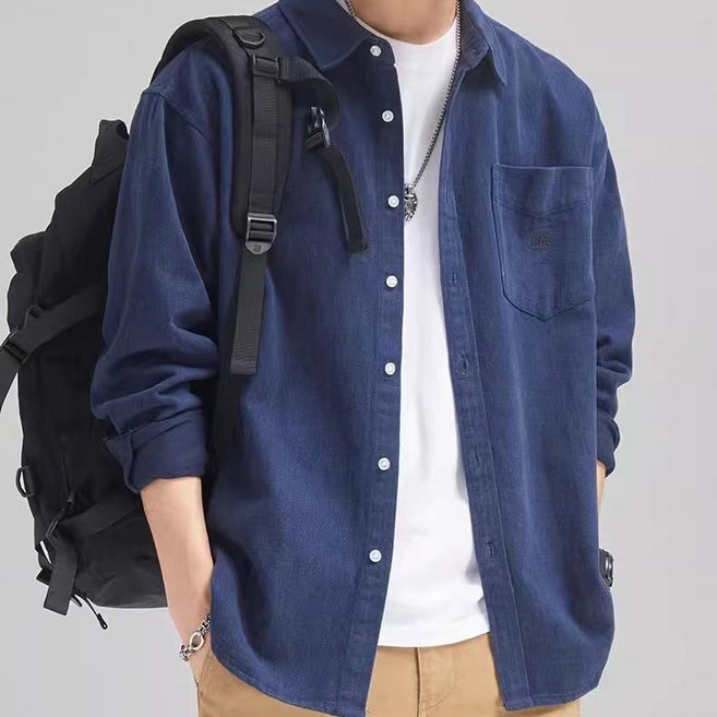 휠렉스 남성 봄 오버핏 캐주얼 셔츠 긴팔 데일리 남방 J160