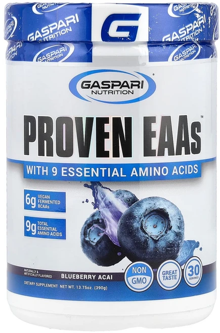 게스파리뉴트리션 9가지 필수 아미노산의 Proven EAAs 블루베리 아사이 390g(13.75oz), 구아바넥타린, 1개 - 쿠팡