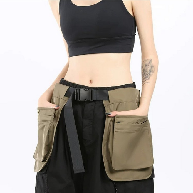 多功能收納腰包 大容量防水 腰包 旅行腰包 戶外腰包 運動腰包 戰術腰包 便攜半身包 多口袋分層 快乾耐磨面料, 軍綠色, 1個