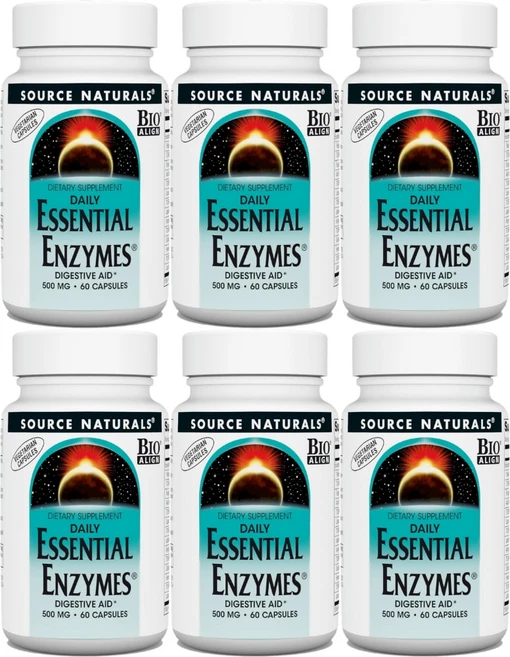 Source Naturals 소스내추럴스 데일리 에센셜 엔자임 500mg 베지캡슐, 60정, 6개 - 쿠팡