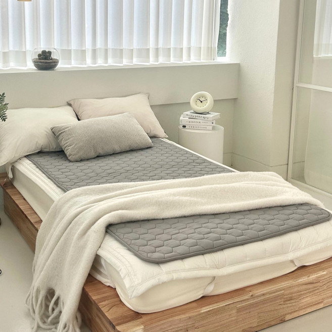 전자파없는 26년 최신형 몽비오스 국산 EMF 전자파없는 워셔블 세미마이크로 그래핀 탄소매트 온열 전기매트 침대용 캠핑용, 싱글(100x200), 연그레이