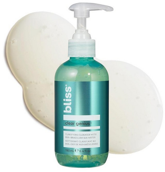 Bliss Clear Genius 클라리파잉 젤 클렌저 - 180ml(6.4온스) 모공을 정화하고 과도한 기름과 먼지를 정돈하는 살리실산 BHA 건조하지 않음 비건 및 동물