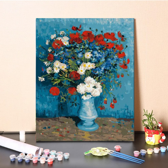 코팅블루 DIY 피포페인팅 유화 명화그리기 그림그리기세트 40x50cm, 19.양귀비가있는꽃병, 1개