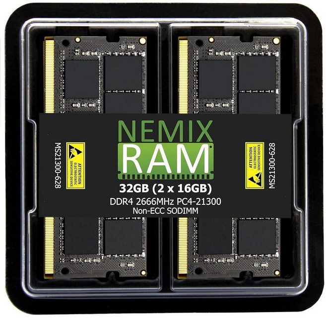 NEMIX RAM 16GB(1X16GB) DDR4 2666MHZ PC4-21300 2Rx8 1.2V CL19 260핀 Non-ECC SODIMM 노트북 PC 메모리, 32GB (2X16GB) DDR4 2666MHZ SOD