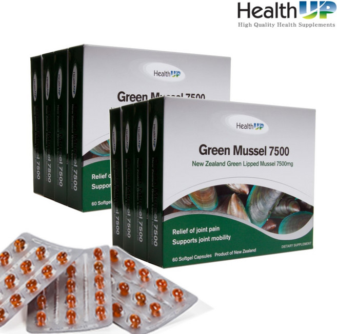 헬스업 뉴질랜드 녹색 초록입홍합 오일 7500mg 240소프트겔 2개 - 주문후 10일이내 수령예상(공휴일제외), 240정