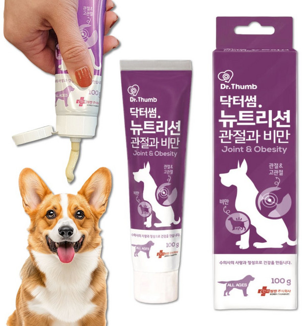 한국썸벧 닥터썸 뉴트리션 강아지 슬개골 관절 비만 장건강 영양제, 1개, 관절+장건강, 100g