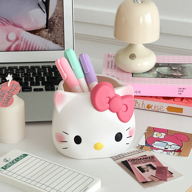 이이공브이샵 핑크키티 펜꽂이 브러쉬홀더 연필꽂이 책상정리 데스크테리어, 1개, 단일옵션