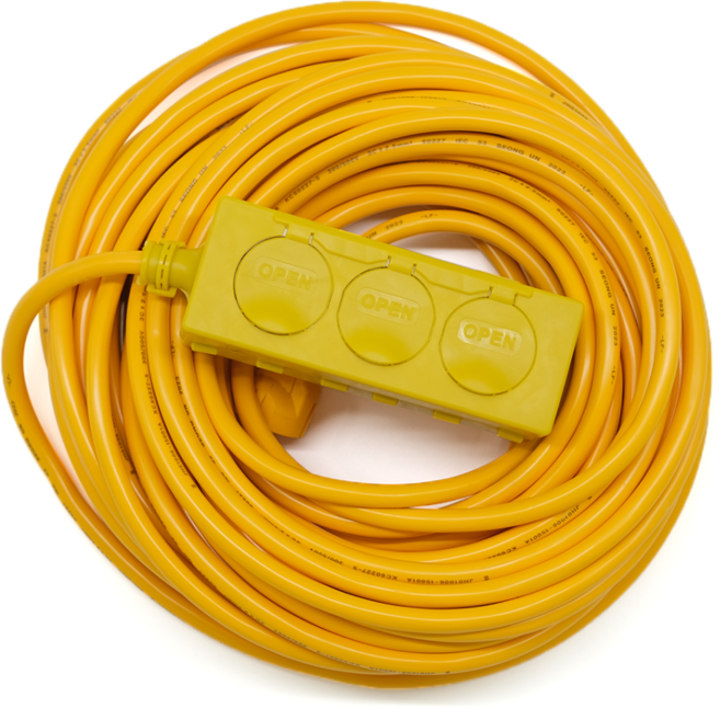 삼화전기 고용량 3구 작업선 4000W 전기연장선 산업용 리드선 릴선 연장케이블 캠핑 고용량 공사 3C, 1개, 노랑, 8m