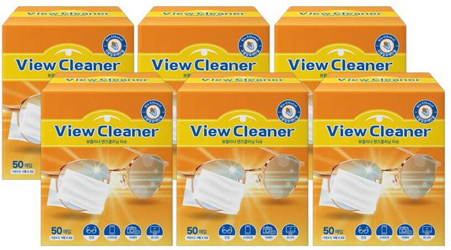 자우버 뷰 클리너 렌즈 클리닝 일회용 티슈 50p, 6개