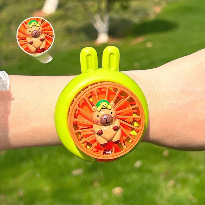 픽슝 시계선풍기 손목밴드 USB충전 휴대용 팔찌 선풍기, 쿼카 라임, 300mAh