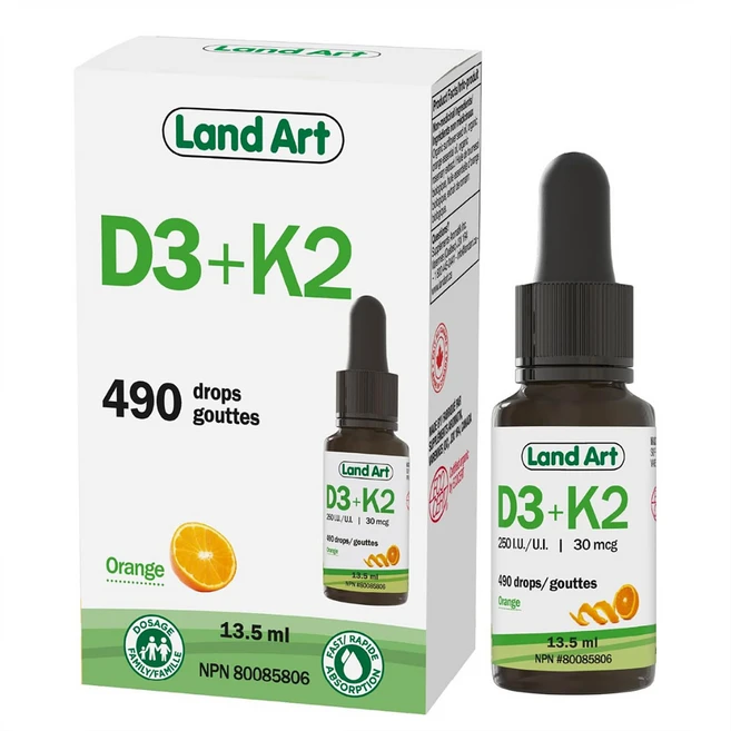 유기농 인증 비타민 D3 K2 액상형 MK7낫토 추출물 490방울 면역강화 캐나다 내수용, 1개, 13.5ml - 쿠팡