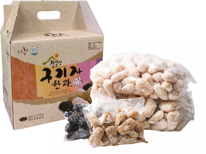 칠갑산구기자한과 2호(1.5kg) / 기본.참깨.검정깨유과 혼합, 1개, 1.5kg
